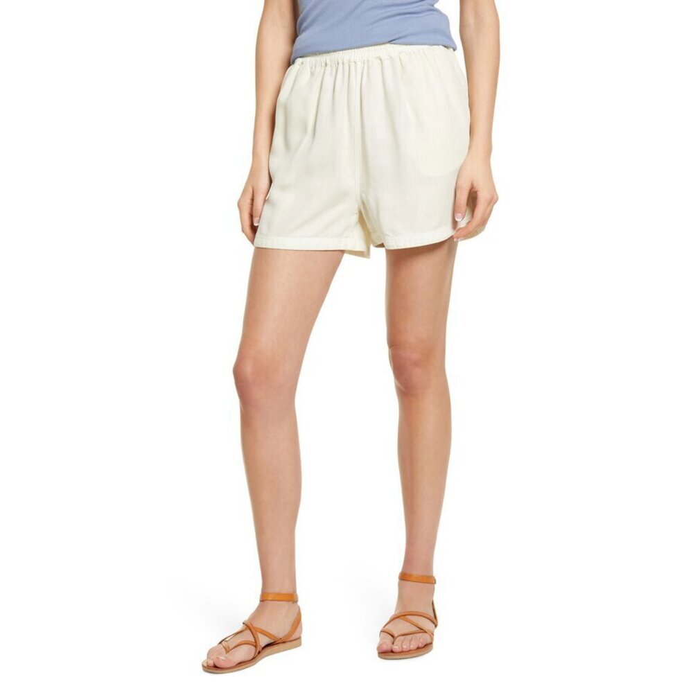 Treasure & Bond Women's Tencel Pigment Washed Summer Shorts Ivory Size XL $49
